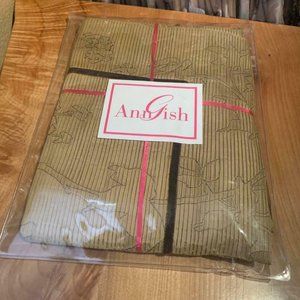 $395! NWT Ann Gish Reversible SILK Pleat Beige / Solid Bronze EURO Pillow Sham